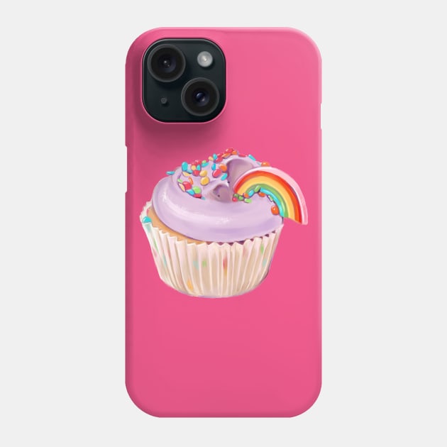 Pink Pastel Rainbow Cupcake Phone Case by artbysavi