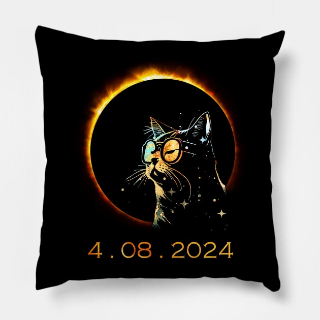 Cat EClipse 4.08.2024 Pillow by Sunset beach lover