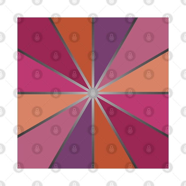 Cube divided into shades of pink, orange, purple. by Libretti