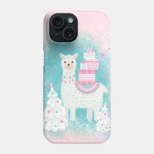 Cute Llama with Christmas Gifts Phone Case