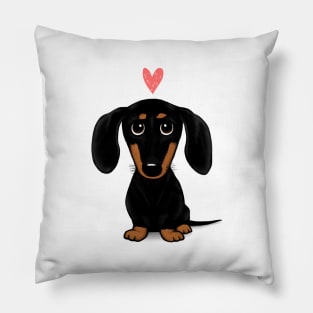 Black and Tan Dachshund with Heart Pillow