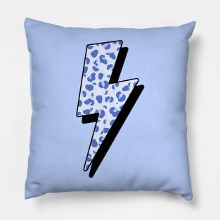 Blue Cheetah Print Lightning Bolt Pillow