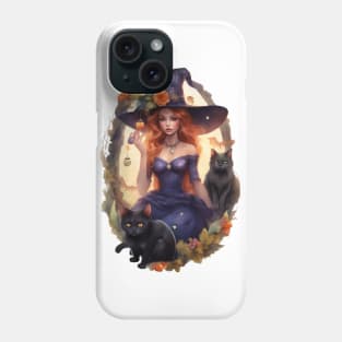 Witch And The Two Black Cats Phone Case