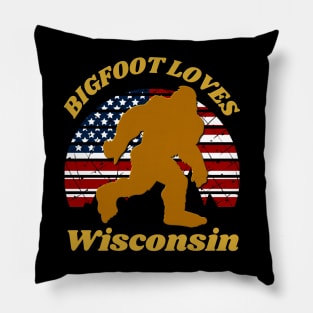 Bigfoot loves America and Wisconsin too Pillow