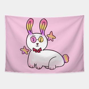 Cute Pink Bunny With Stars Tapestry