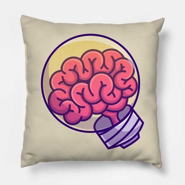 Lamp With Brain Cartoon Pillow by Catalyst Labs