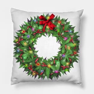 Marijuana Christmas Wreath Pillow