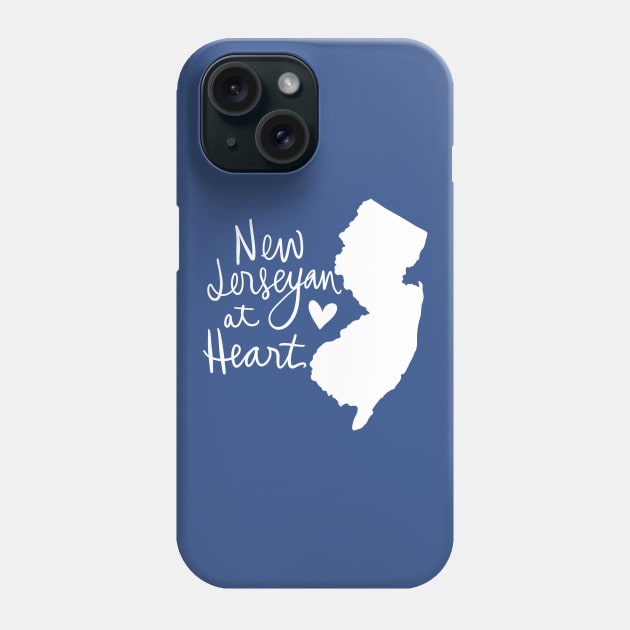 New Jerseyan At Heart: New Jersey State Pride Calligraphy State Silhouette Phone Case by Tessa McSorley