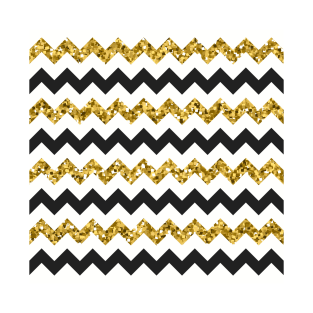 Glitter Chic Pattern 01 | ZigZag Gold and Black Lines T-Shirt