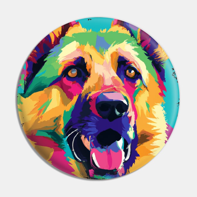 German Shepherd Dog Pop Art - Dog Lover Gifts Pin by PawPopArt