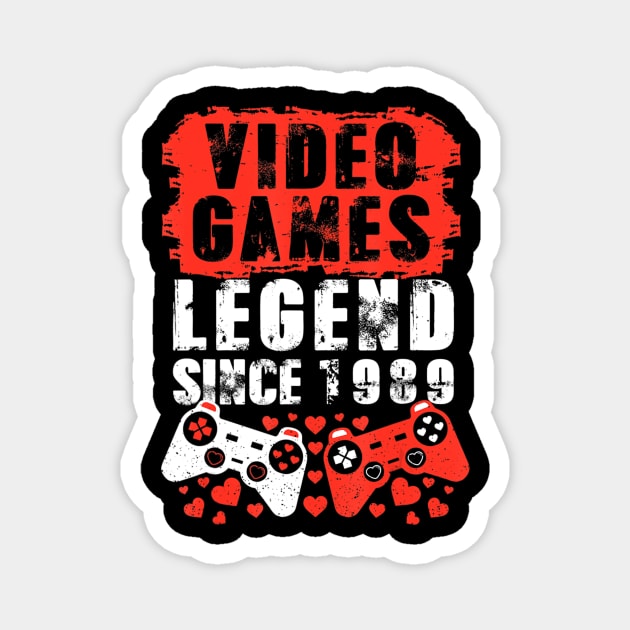 Gaming 1989 Birthday Video Games Birthday Gamer Magnet by Zak N mccarville