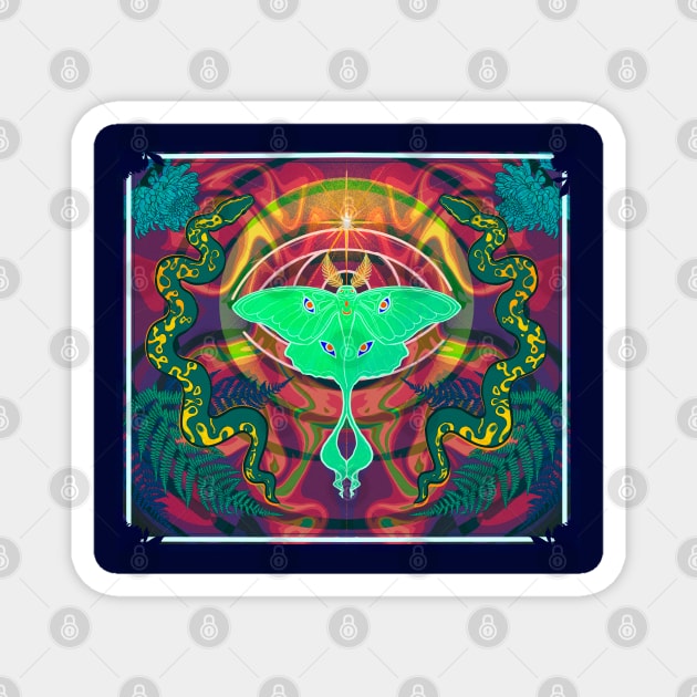 Psychedelic moth tapestry art Magnet by Ditees 