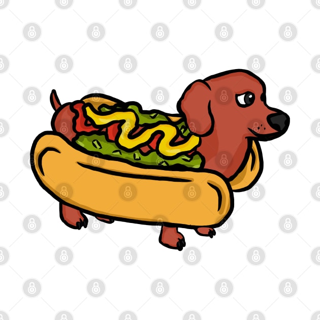 Dachshund in Hot Dog Costume by RoserinArt