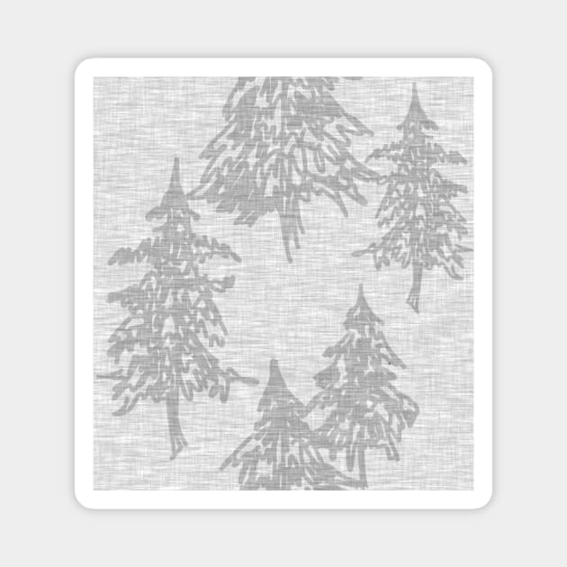 Evergreen Trees - Grey Linen Magnet by SugarPineDesign