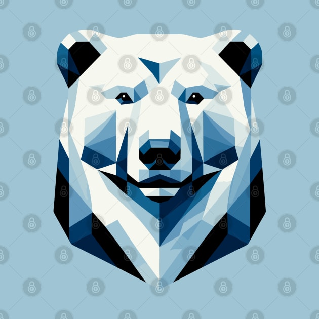 Abstract Geometric Polar Bear - Cool Blues and Whites by AmandaOlsenDesigns