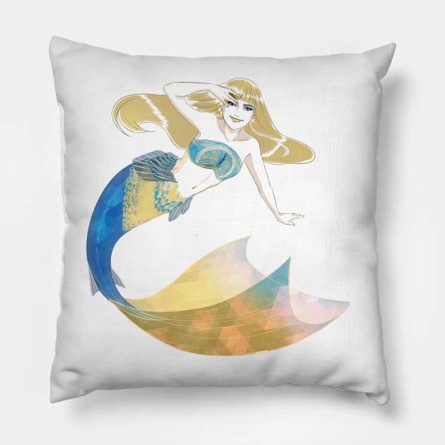 Golden Sapphire Pillow by NabiDew