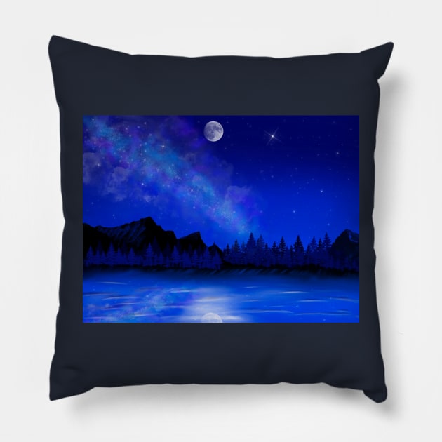 Night at the lake Pillow by Lenne's 