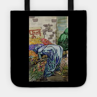 Indian flower market Tote