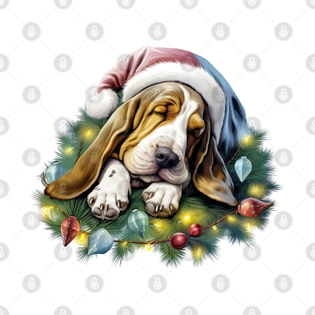 Lazy Basset Hound Dog at Christmas by Chromatic Fusion Studio