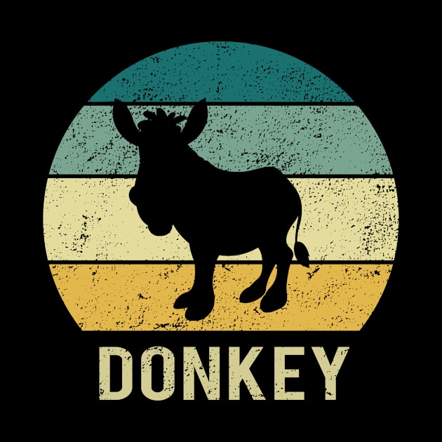 Donkey At Vintage Sunset A Gift For Donkey Lovers by MerchAndrey