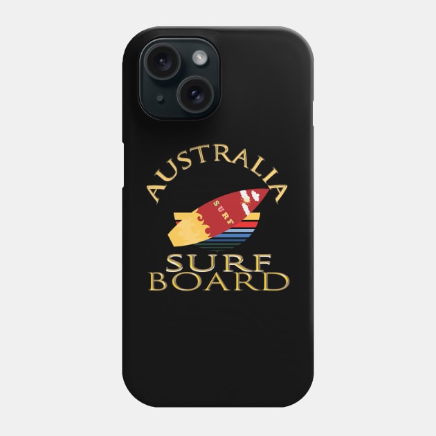 Australia surf board Phone Case by TeeText