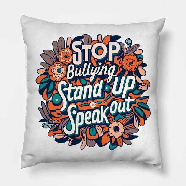 Stop Bullying Stand Up And Speak Out Anti-Bullying Unity Pillow by AimArtStudio