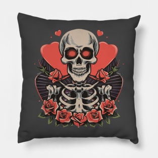 valentines day skeleton lover Pillow