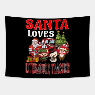 Santa Loves Literature Teacher Tapestry