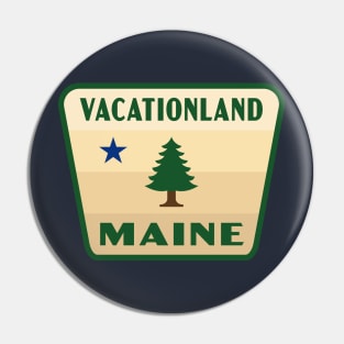 Vacationland Maine Retro Pine Tree Badge (Tan) Pin