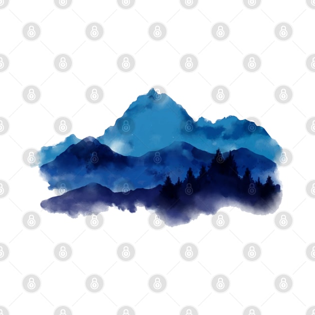 Mountains Watercolor by Mako Design 