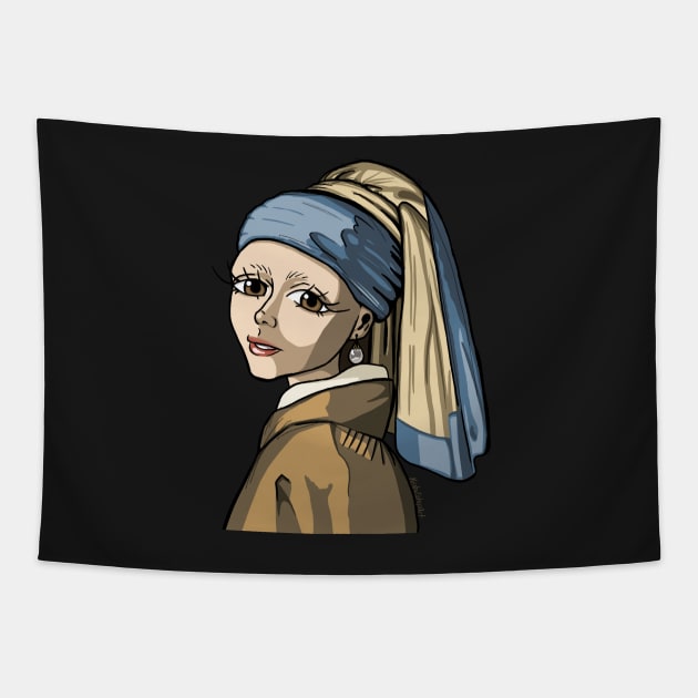 Girl with the Pearl Earring, Reimagined Tapestry by KristaEstepArt