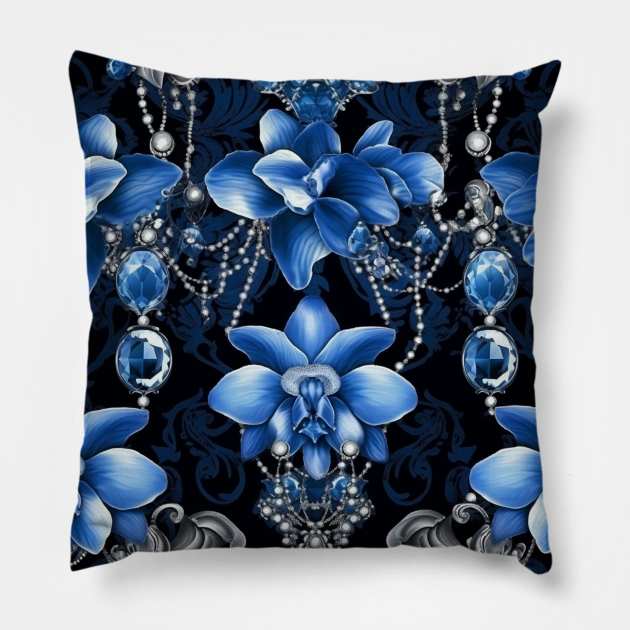 Blue Orchid Pillow by Enchanted Reverie