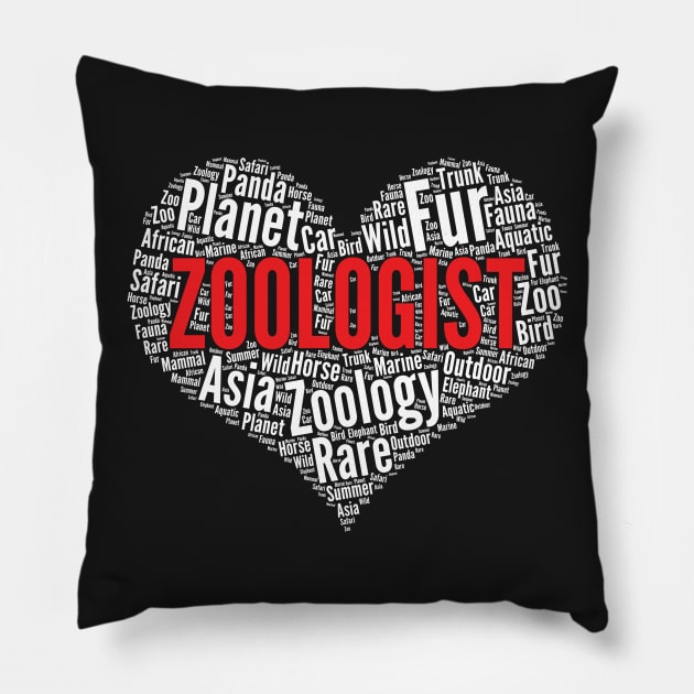 Zoologist Heart Shape Word Cloud Design print Pillow by theodoros20