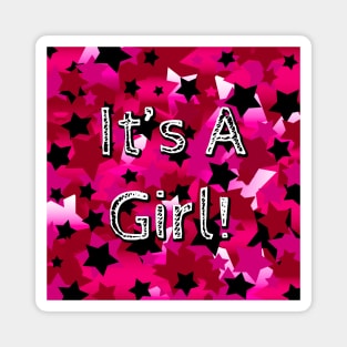 It's A Girl! Pink Stars Magnet