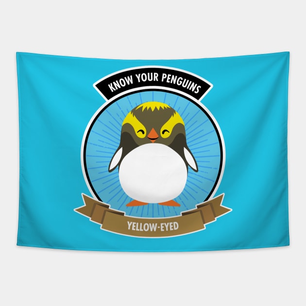 Yellow-Eyed Penguin - Know Your Penguins Tapestry by Peppermint Narwhal