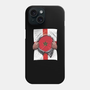 Morocco Flag English Flag Ripped Open - Gift for Moroccan From Morocco Phone Case