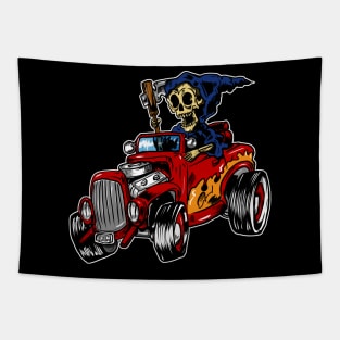 Grim reaper driving boi Tapestry