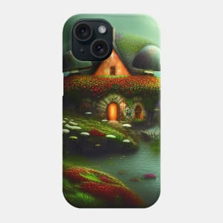 Sparkling Fantasy Cottage with Lights and Glitter Background in Forest, Scenery Nature Phone Case