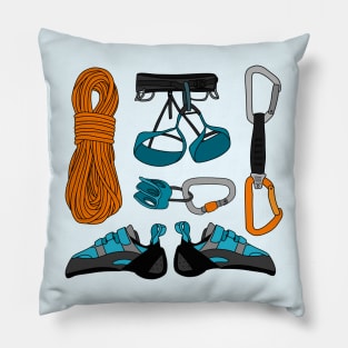 Rock Climbing Gear Layout Pillow