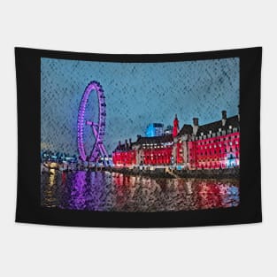 London Eye at night - painterly effect Tapestry