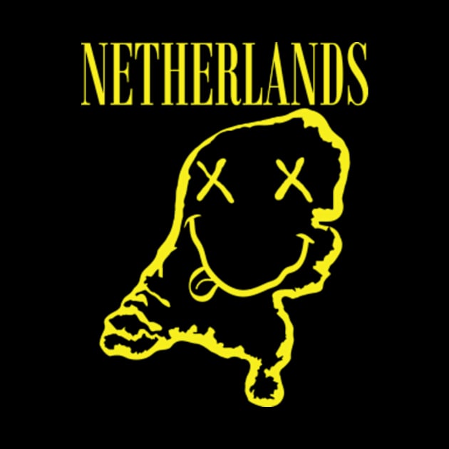 Vibrant The Netherlands: Unleash Your 90s Grunge Spirit! Smiling Squiggly Mouth Dazed Smiley Face by pelagio