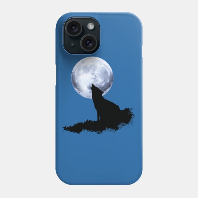 Wolf howling at the moon, nature and animals lovers Phone Case by Collagedream