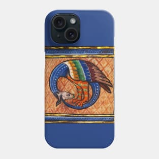 MEDIEVAL BESTIARY, SNAKE DRAGON in Gold Blue Orange Colors Phone Case