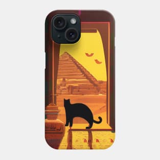Cat In Egypt Pyramids Comic Artwork Style Phone Case