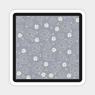 Botanical Light Gray and White Pattern Magnet