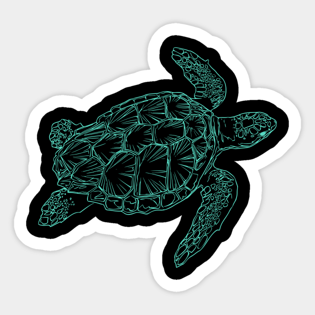 Aquamarine Turtle Sea Beach Summer Animals Love Cute Funny Gift Sarcastic Happy Fun Witty - Sea - Sticker