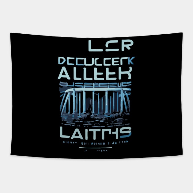 strange alien text pattern on Tshirt Tapestry by marklink