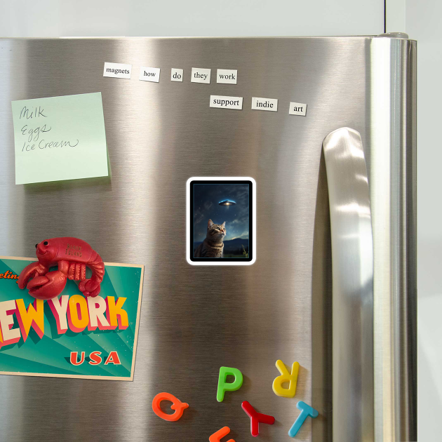 Cat with UFO Alien by QuirkyQuest Creations