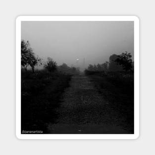 Empty road leading nowhere (black and white photography)) Magnet