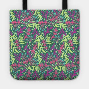 Botanicals and Dots - Hand drawn Design - Green, Pink, Teal Blue Tote